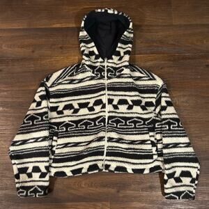 Billabong Sherpa Zip Hoodie Black White Pattern Women’s M Used -‎ Excellent